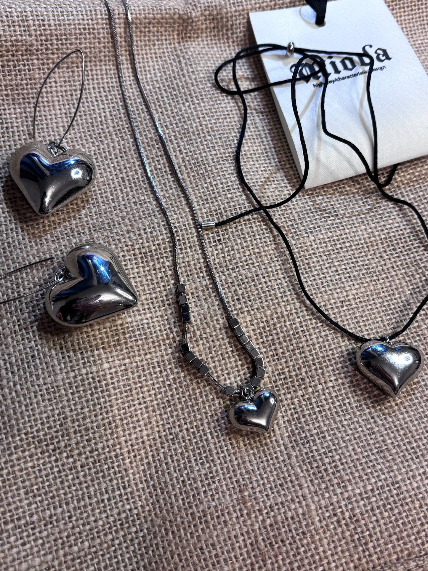 Silver heart earrings